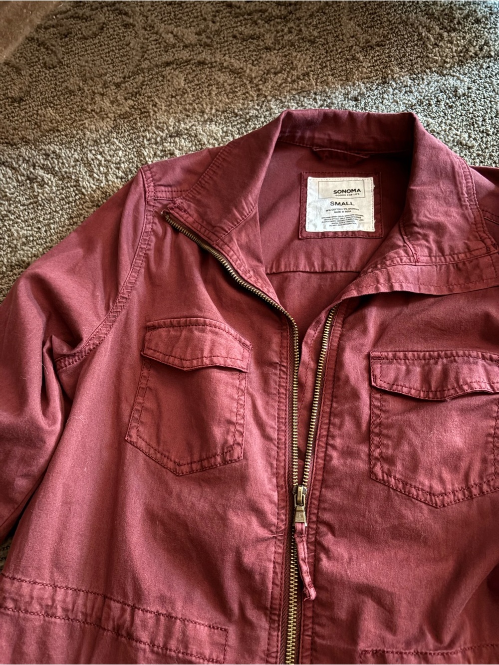 Sonoma Women's Mauve Utility Jacket with Front Zip